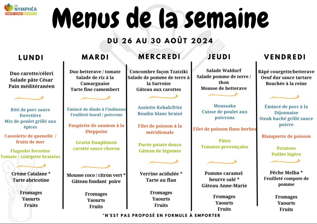 Menu de la semaine