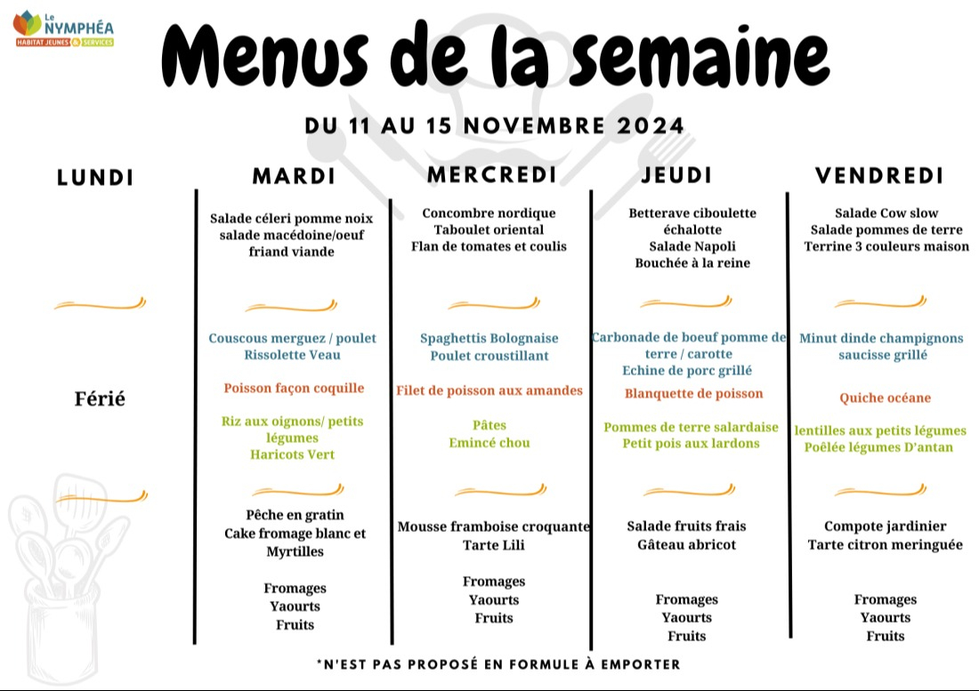 Menu de la semaine