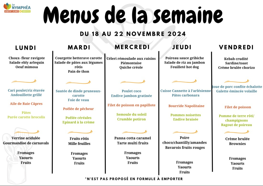 Menu de la semaine