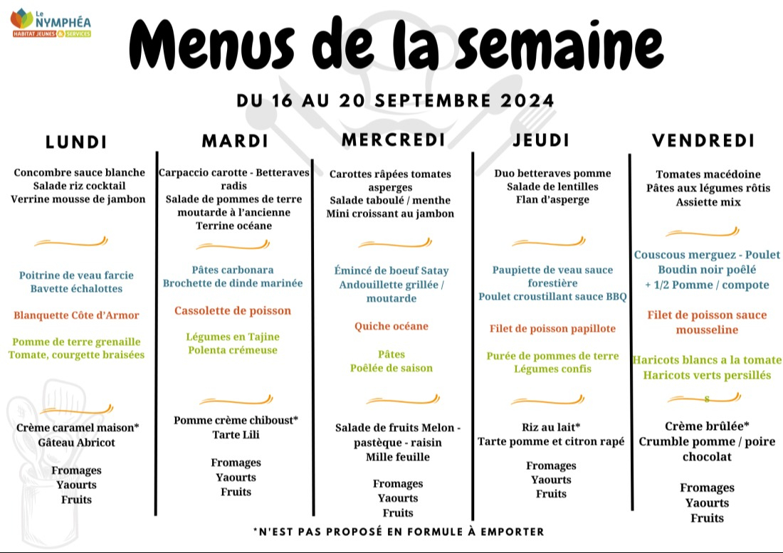 Menu de la semaine