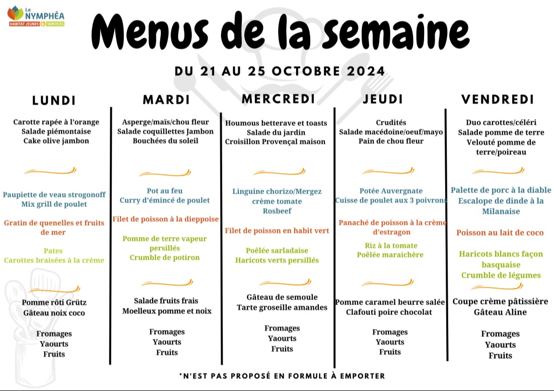 Menu de la semaine