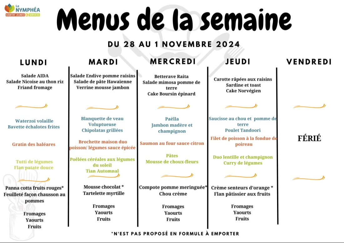 Menu de la semaine