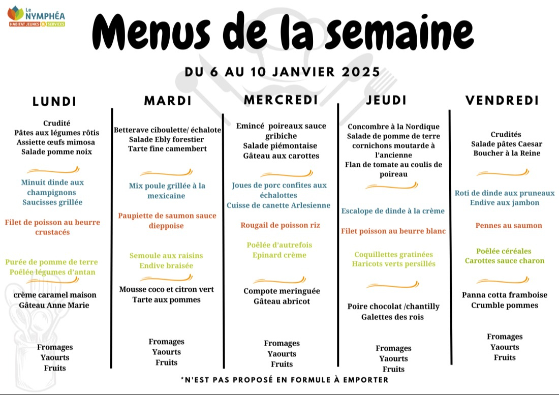 Menu de la semaine