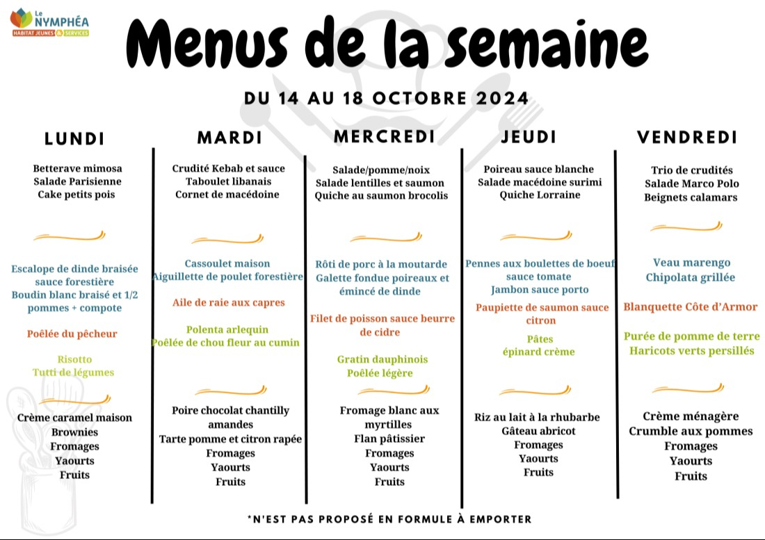 Menu de la semaine