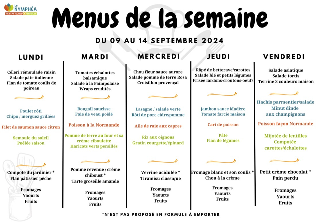 Menu de la semaine