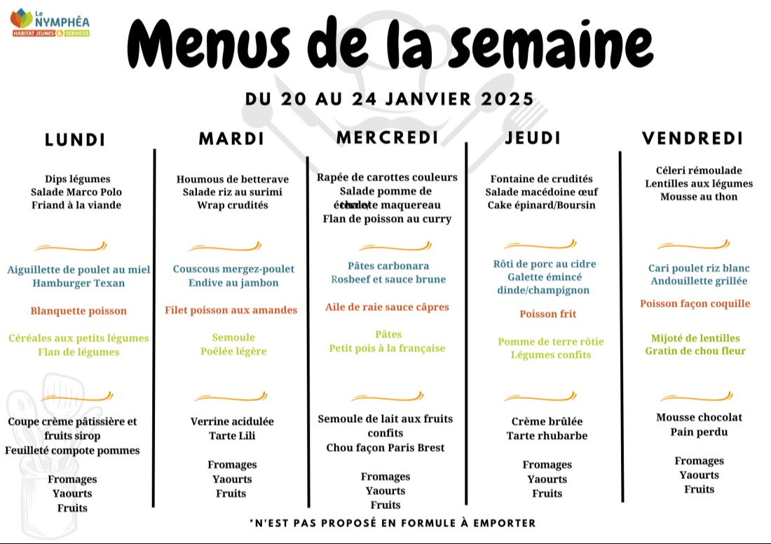 Menu de la semaine