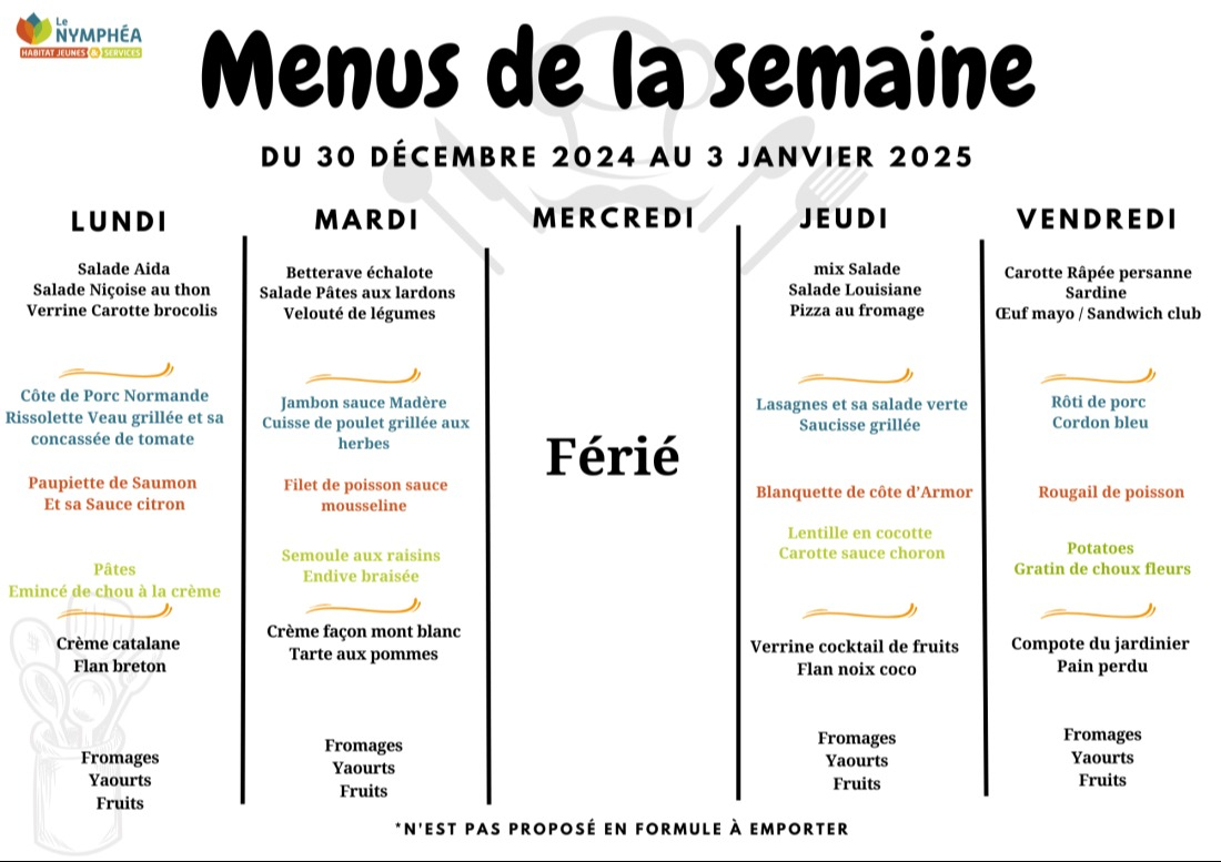 Menu de la semaine