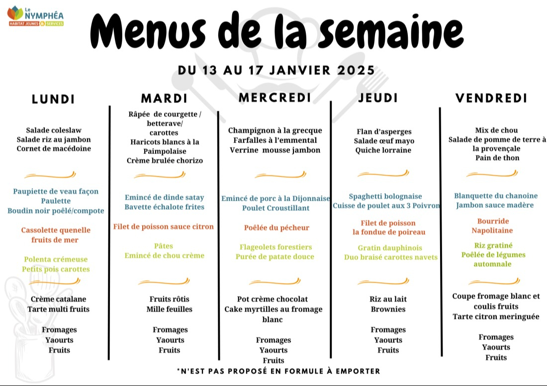 Menu de la semaine