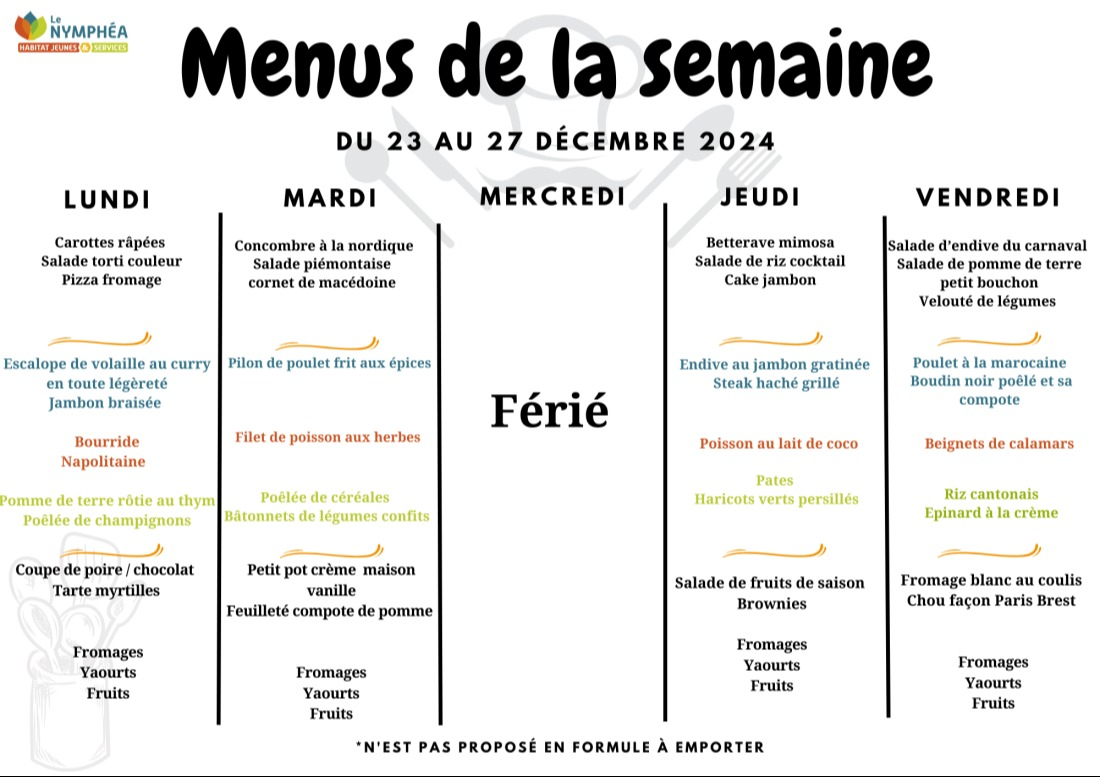 Menu de la semaine